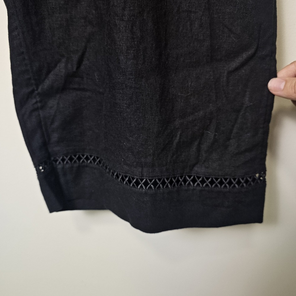Joie Pants Women 3X Black Linen Blend Wide Leg Cropped Eyelet Trim Coastal NWT - Picture 6 of 7